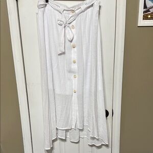 Zac & Rachel White A-Line Midi Skirt with Tie Front